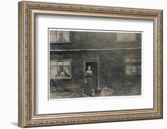 Woman and Dog Outside a Farnhouse-null-Framed Photographic Print