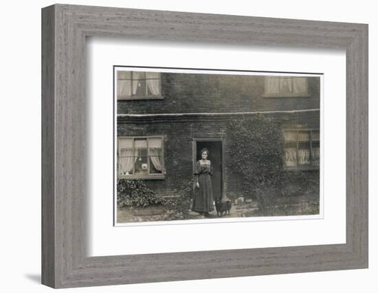 Woman and Dog Outside a Farnhouse-null-Framed Photographic Print