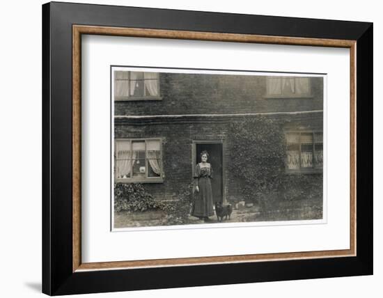 Woman and Dog Outside a Farnhouse-null-Framed Photographic Print