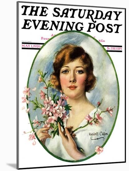 "Woman and Dogwood," Saturday Evening Post Cover, May 1, 1926-William Haskell Coffin-Mounted Giclee Print