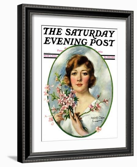 "Woman and Dogwood," Saturday Evening Post Cover, May 1, 1926-William Haskell Coffin-Framed Giclee Print