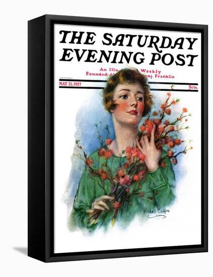 "Woman and Flowering Twigs," Saturday Evening Post Cover, May 21, 1927-William Haskell Coffin-Framed Premier Image Canvas