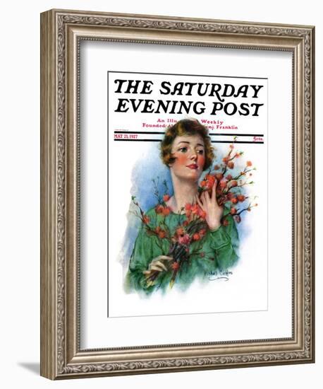 "Woman and Flowering Twigs," Saturday Evening Post Cover, May 21, 1927-William Haskell Coffin-Framed Giclee Print