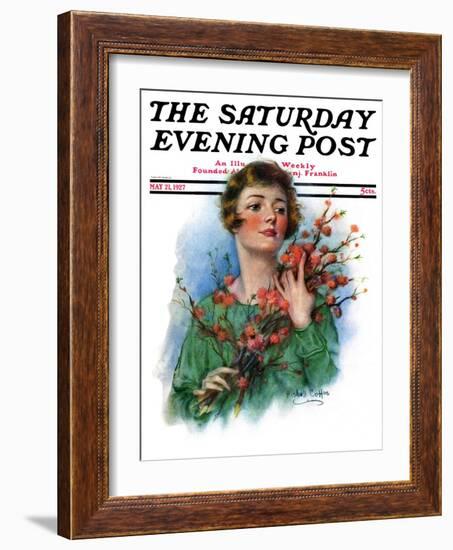 "Woman and Flowering Twigs," Saturday Evening Post Cover, May 21, 1927-William Haskell Coffin-Framed Giclee Print