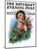 "Woman and Flowering Twigs," Saturday Evening Post Cover, May 21, 1927-William Haskell Coffin-Mounted Giclee Print