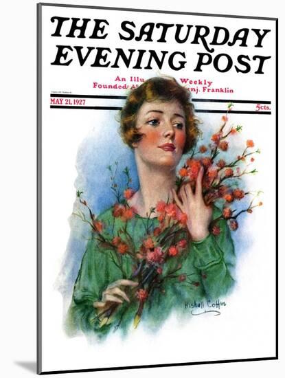 "Woman and Flowering Twigs," Saturday Evening Post Cover, May 21, 1927-William Haskell Coffin-Mounted Giclee Print