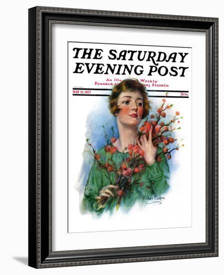 "Woman and Flowering Twigs," Saturday Evening Post Cover, May 21, 1927-William Haskell Coffin-Framed Giclee Print