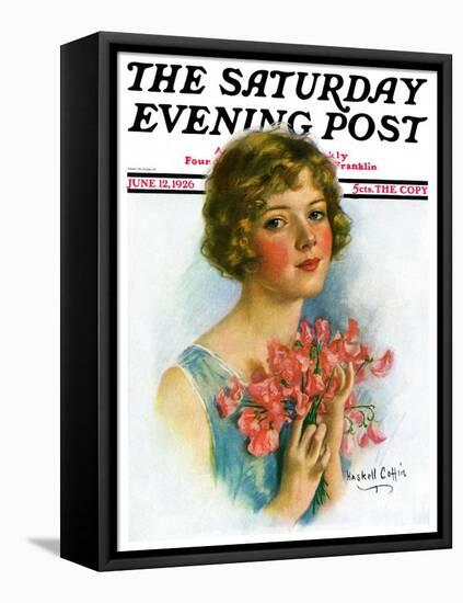 "Woman and Flowers," Saturday Evening Post Cover, June 12, 1926-William Haskell Coffin-Framed Premier Image Canvas