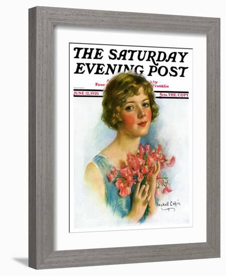 "Woman and Flowers," Saturday Evening Post Cover, June 12, 1926-William Haskell Coffin-Framed Giclee Print