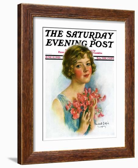 "Woman and Flowers," Saturday Evening Post Cover, June 12, 1926-William Haskell Coffin-Framed Giclee Print