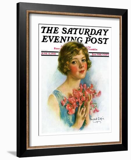 "Woman and Flowers," Saturday Evening Post Cover, June 12, 1926-William Haskell Coffin-Framed Giclee Print