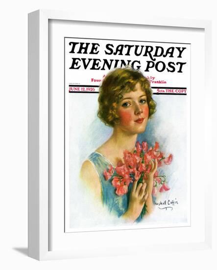 "Woman and Flowers," Saturday Evening Post Cover, June 12, 1926-William Haskell Coffin-Framed Giclee Print