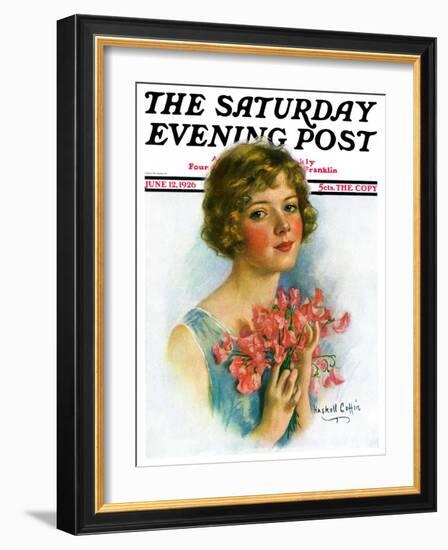 "Woman and Flowers," Saturday Evening Post Cover, June 12, 1926-William Haskell Coffin-Framed Giclee Print