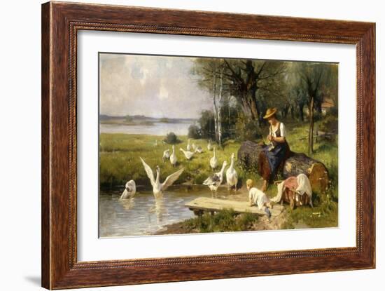 Woman and Geese-Ernst Meissner-Framed Giclee Print