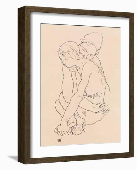 Woman and Girl Embracing 1918-Egon Schiele-Framed Photographic Print