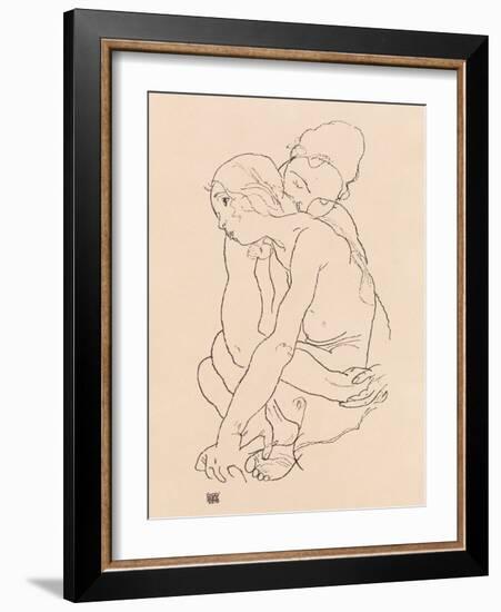 Woman and Girl Embracing 1918-Egon Schiele-Framed Photographic Print