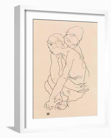 Woman and Girl Embracing 1918-Egon Schiele-Framed Photographic Print