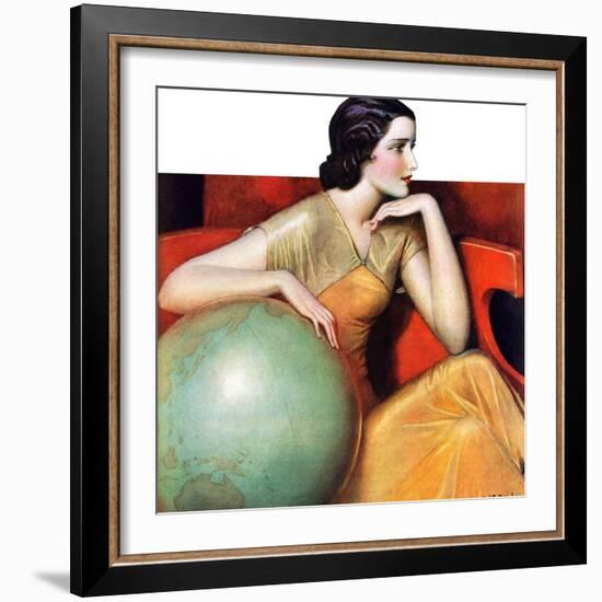 "Woman and Globe,"May 12, 1934-Wladyslaw Benda-Framed Giclee Print