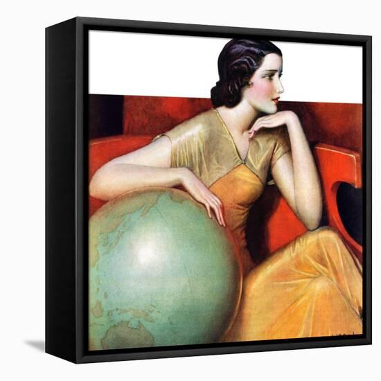 "Woman and Globe,"May 12, 1934-Wladyslaw Benda-Framed Premier Image Canvas