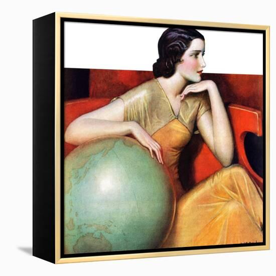 "Woman and Globe,"May 12, 1934-Wladyslaw Benda-Framed Premier Image Canvas