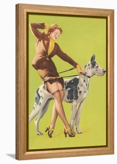 Woman and Great Dane-null-Framed Stretched Canvas