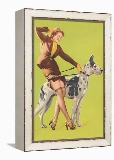 Woman and Great Dane-null-Framed Stretched Canvas