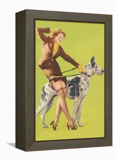 Woman and Great Dane-null-Framed Stretched Canvas