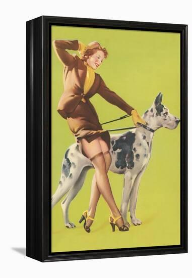 Woman and Great Dane-null-Framed Stretched Canvas