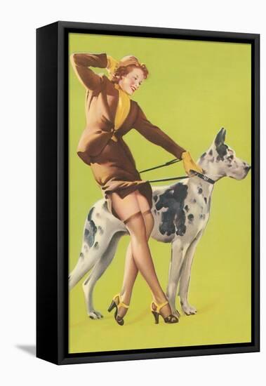 Woman and Great Dane-null-Framed Stretched Canvas