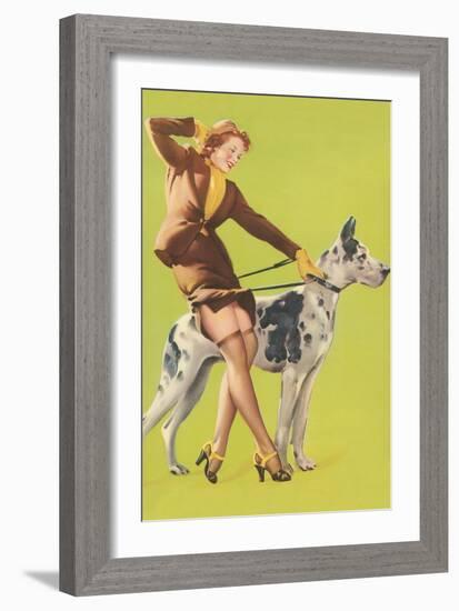 Woman and Great Dane-null-Framed Art Print