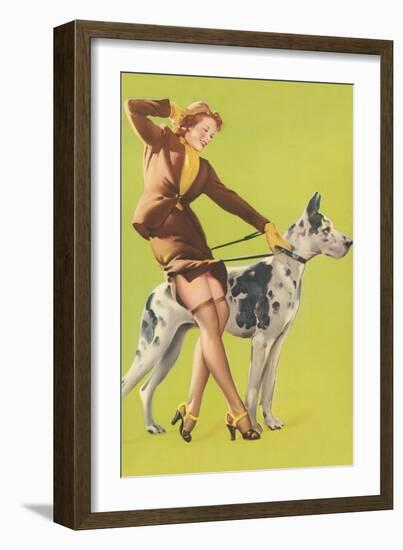 Woman and Great Dane-null-Framed Art Print