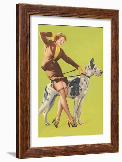 Woman and Great Dane-null-Framed Art Print