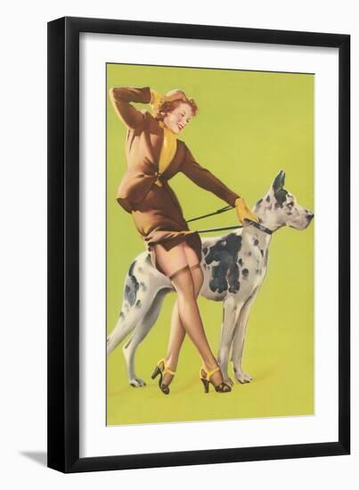 Woman and Great Dane-null-Framed Art Print