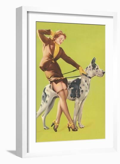 Woman and Great Dane-null-Framed Art Print
