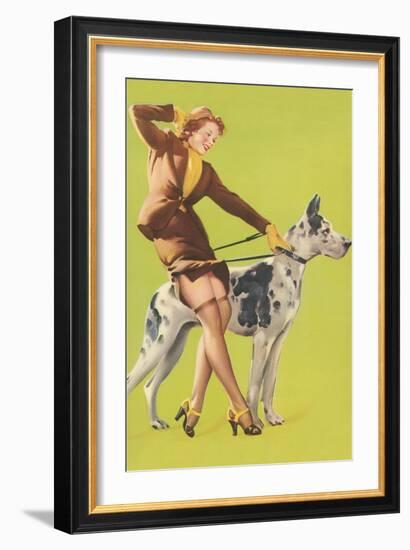 Woman and Great Dane-null-Framed Art Print