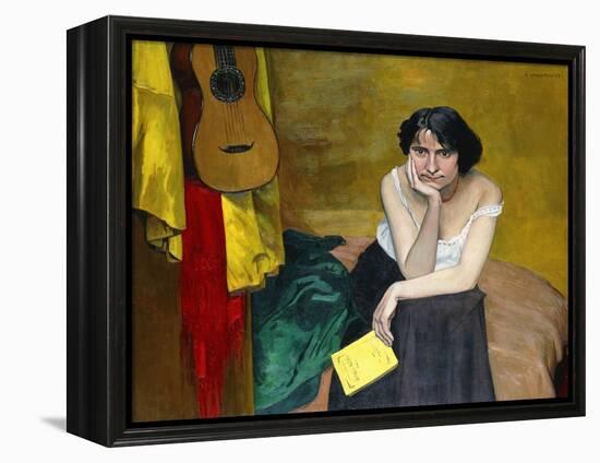 Woman and Guitar; Femme et Guitare, 1913-Félix Vallotton-Framed Premier Image Canvas