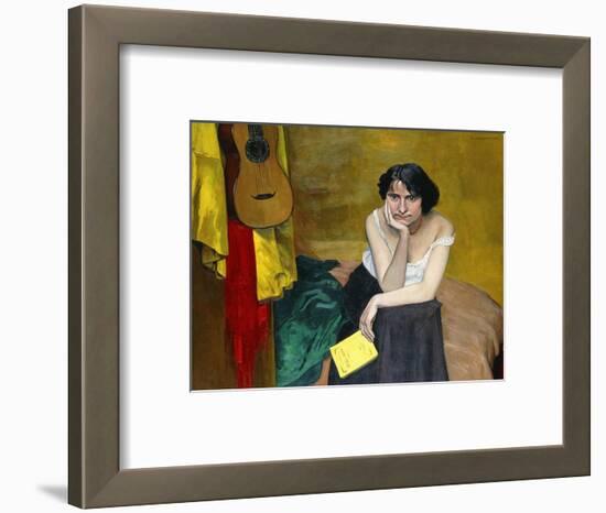 Woman and Guitar-Félix Vallotton-Framed Premium Giclee Print