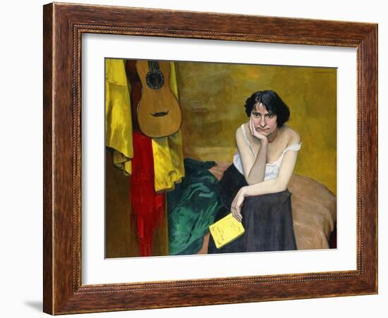 Woman and Guitar-Félix Vallotton-Framed Giclee Print