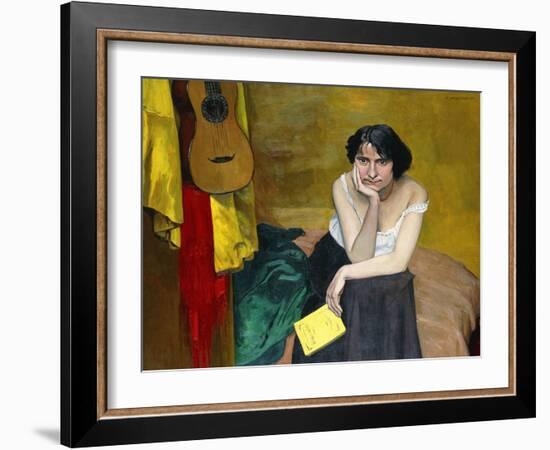 Woman and Guitar-Félix Vallotton-Framed Giclee Print