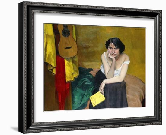 Woman and Guitar-Félix Vallotton-Framed Giclee Print