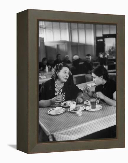 Woman and Her Daughter Eating in a Restaurant-Lisa Larsen-Framed Premier Image Canvas