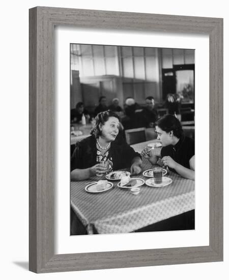 Woman and Her Daughter Eating in a Restaurant-Lisa Larsen-Framed Photographic Print