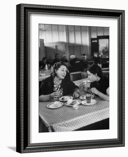 Woman and Her Daughter Eating in a Restaurant-Lisa Larsen-Framed Photographic Print