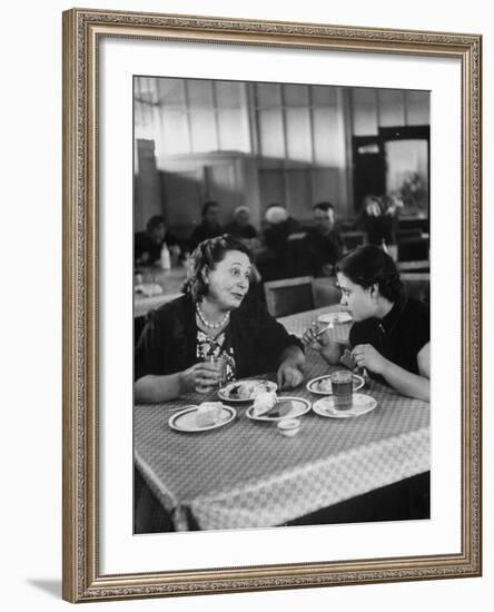 Woman and Her Daughter Eating in a Restaurant-Lisa Larsen-Framed Photographic Print