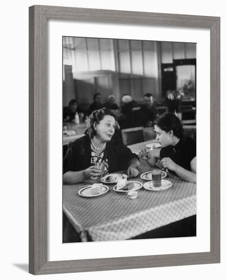 Woman and Her Daughter Eating in a Restaurant-Lisa Larsen-Framed Photographic Print