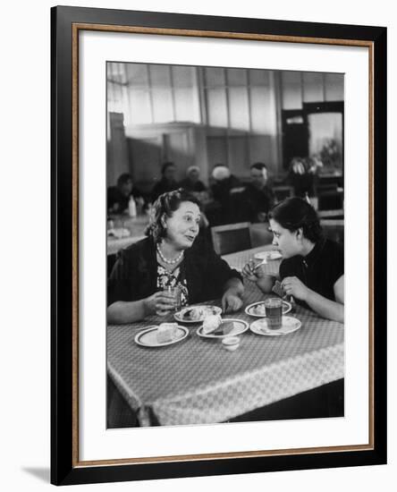 Woman and Her Daughter Eating in a Restaurant-Lisa Larsen-Framed Photographic Print