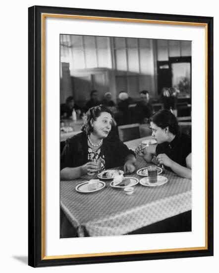 Woman and Her Daughter Eating in a Restaurant-Lisa Larsen-Framed Photographic Print