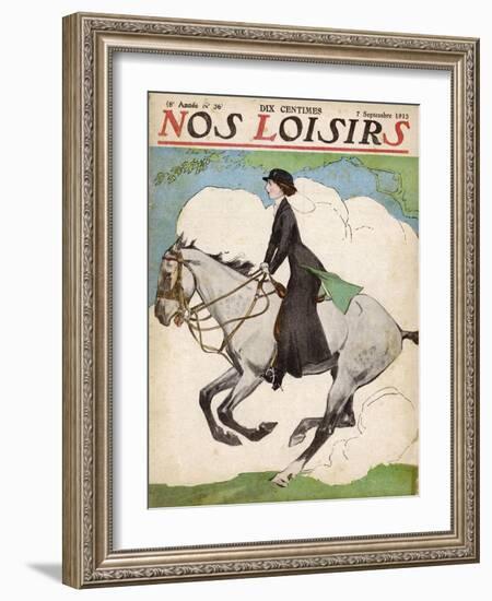 Woman and Her Daughter Go out for a Ride on Their Horses-Stanley Lloyd-Framed Photographic Print