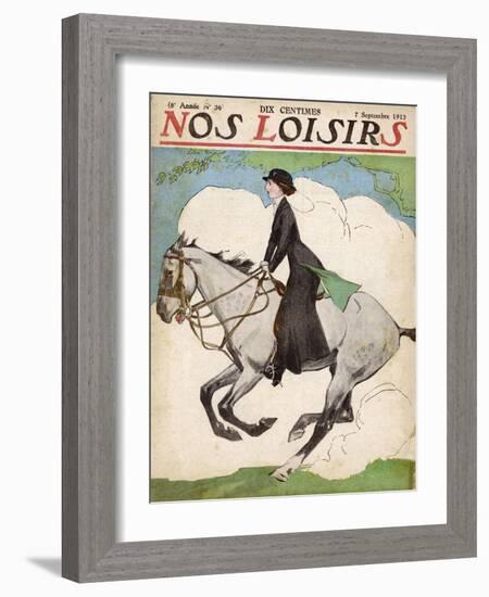 Woman and Her Daughter Go out for a Ride on Their Horses-Stanley Lloyd-Framed Photographic Print