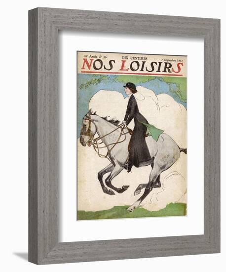 Woman and Her Daughter Go out for a Ride on Their Horses-Stanley Lloyd-Framed Photographic Print